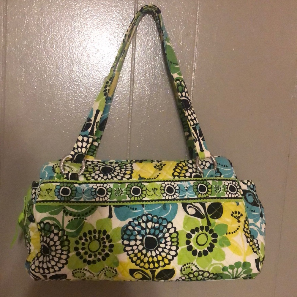 Green and Blue Floral Vera Bradley Shoulder Purse Bag